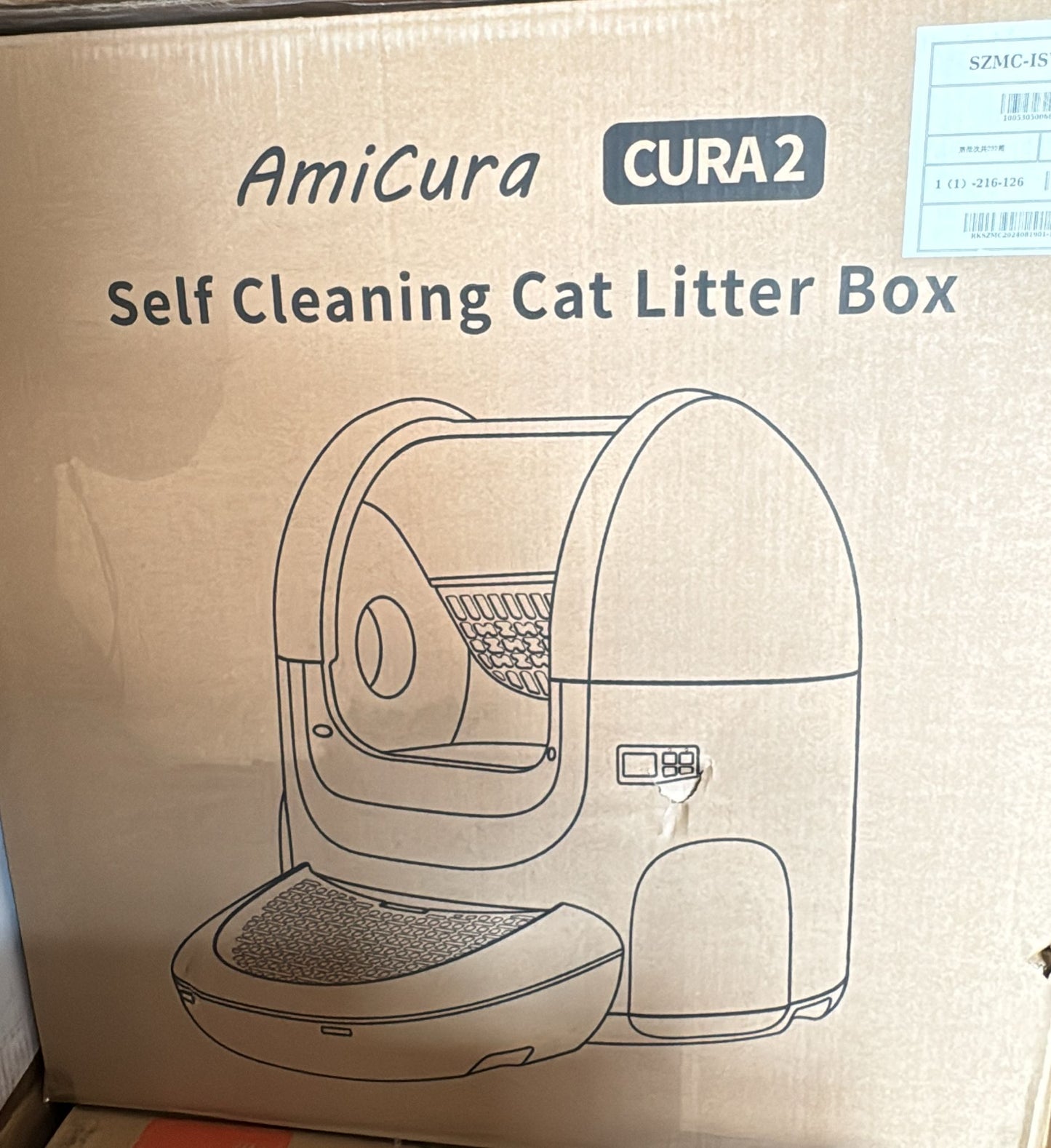 (New Open Box) Amicura Automatic Cat Litter Box, Self Cleaning, 360-Degree Detection Smart Anti-Pinch