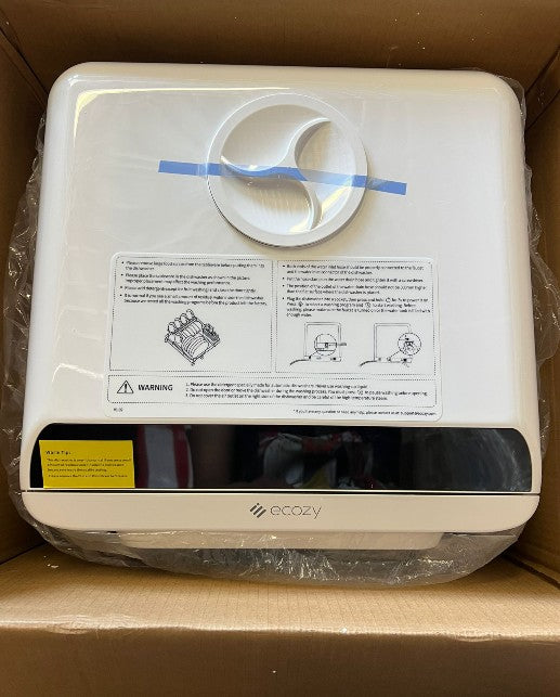 (New Open Box) ecozy Portable Dishwasher Countertop, Mini Dishwasher with a Built-in 5L Water Tank, No Hookup Needed, 6 Washing Programs