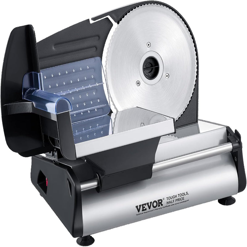 (New Open Box) VEVOR 7.5" Electric Meat Slicer | 180W • Adjustable 0–0.6" • Dual SUS420 Blades