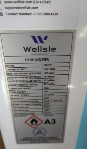 (New Open Box) Wellsle 40 Pint Dehumidifier for Basement & Home, Covers 2500 Sq.Ft, with Drain Hose & Auto Humidity Control, Quiet for Bedroom, Bathroom, Garage