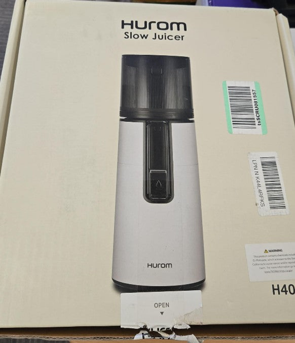 (New Open Box) Hurom H400 Cold Press Juicer Machine, Award Winning Masticating Slow Juicer, Easy to Clean, Strainer & Hands Free with Self Feeding, Wide Mouth Hopper, Easy Assembly (Matte Black)