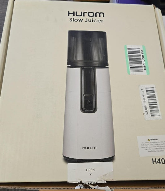 (New Open Box) Hurom H400 Cold Press Juicer Machine, Award Winning Masticating Slow Juicer, Easy to Clean, Strainer & Hands Free with Self Feeding, Wide Mouth Hopper, Easy Assembly (White)
