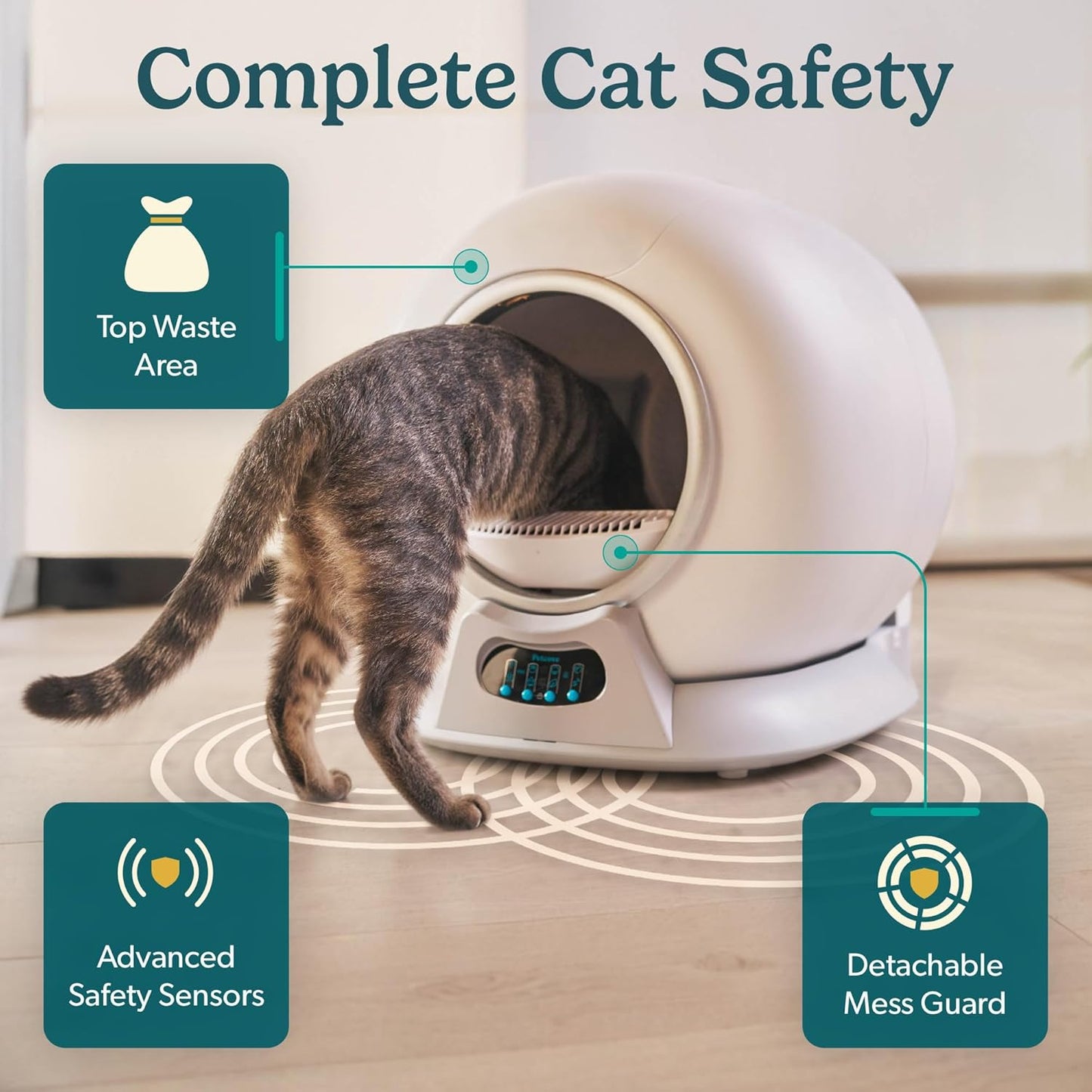 (New Open Box) PetCove Self Cleaning Litter Box - Automatic Cat Litter Box up to 75L, App‑Control Cat Litter Box with Integrated Safety Protection, Advanced Odor Control & Smart Weight Monitoring with Cat Litter Bag
