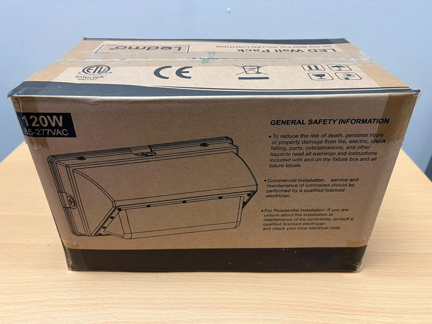 (New Open Box) ledmo LED 120W Wall Pack Light with Photocell, Dusk to Dawn Outdoor Commercial Security Light-4Pack