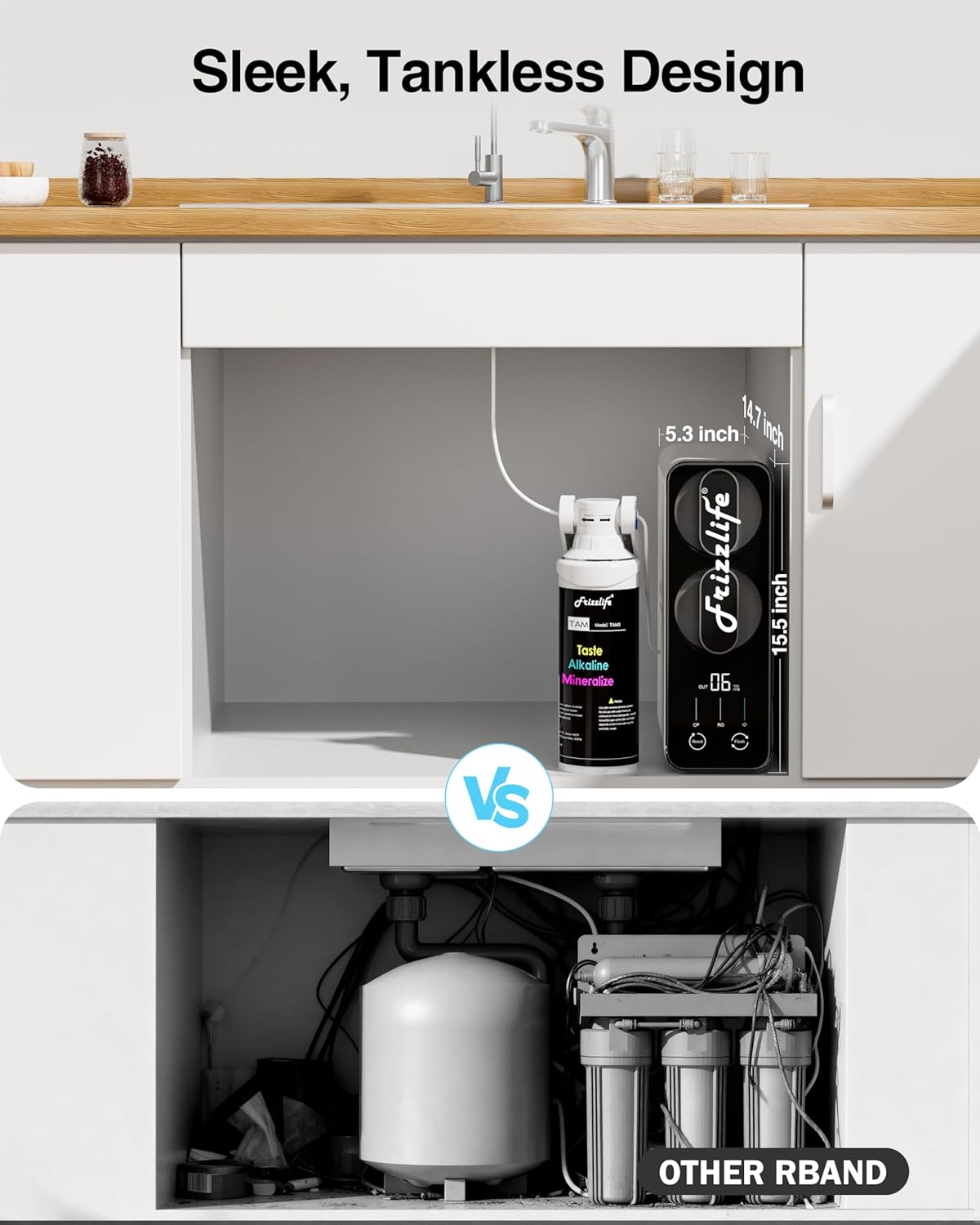 (New Open Box) Frizzlife 600 GPD Tankless Reverse Osmosis Water System With Alkaline & Remineralization, PD600-TAM3