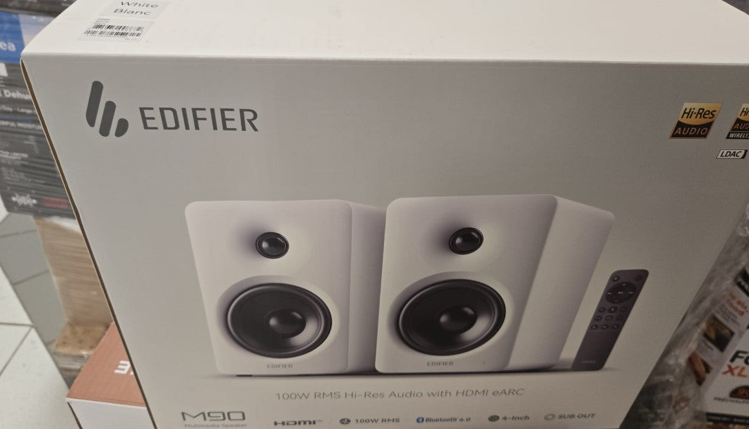 (New Open Box)  Edifier M90 100W RMS Computer Speakers | Premium Desktop Speakers • White |