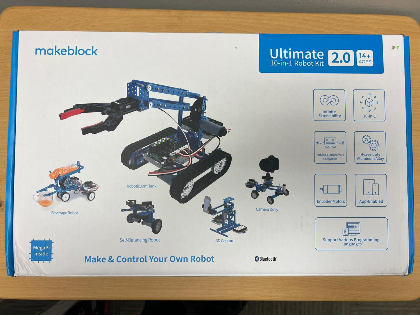 (New Open Box) Makeblock mBot Ultimate 10 in 1 Robotics Kit, Robot Building Kit App Remote Control Robot Toys