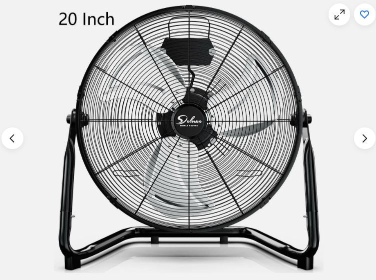(New Open Box) Simple Deluxe HIFANXFLOOR20 20 inch Floor Fan - Black