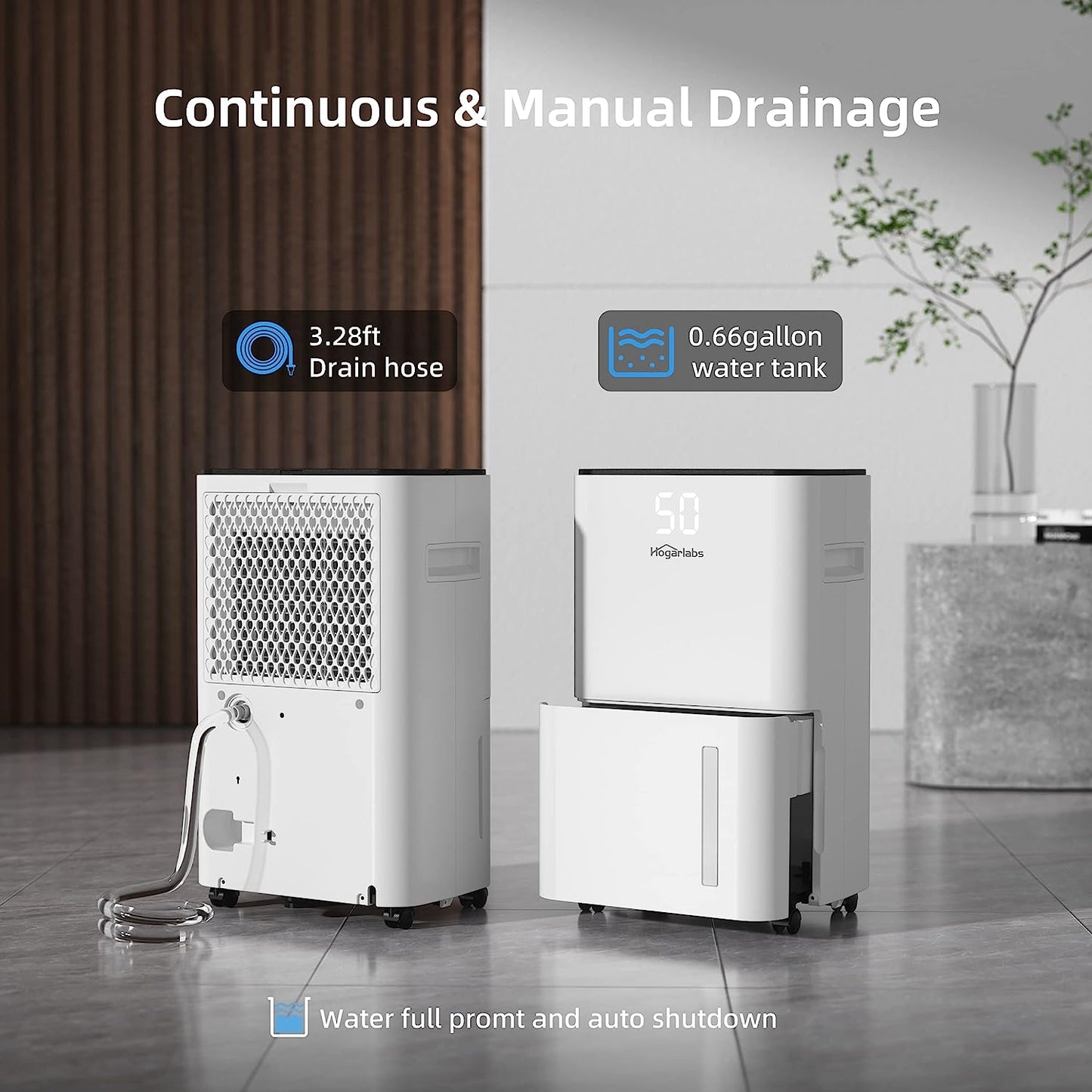 (Brand New) HOGARLABS 2000 Sq Ft 30 Pint Dehumidifier for Home Basements Bathroom Bedroom, Dehumidifier with Drain Hose for Medium to Large Room, Intelligent Humidity Control Dehumidifier with Laundry Dry