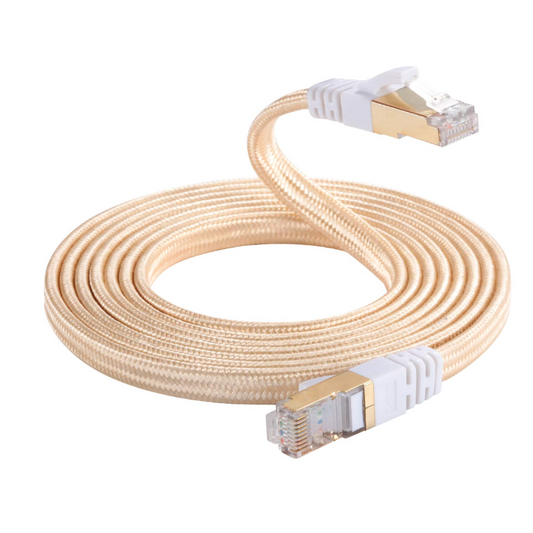 Cat 7 Ethernet Cable, Gold 20M/66FT DanYee Nylon Braided CAT7 High Speed Professional LAN Cable Gold Plated Plug STP Wires CAT 7 RJ45 Internet Network Cable (Gold 20M/66FT)