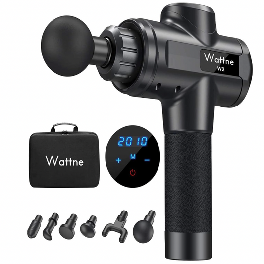 (New No Box ) Wattne W1 Muscle Massage Gun Deep Tissue Percussion Massager - Handheld Electric Body Massagers Sports Drill for Athletes Pain Relief&Relax, Super Quiet Motor Cordless,20 Speed Level,