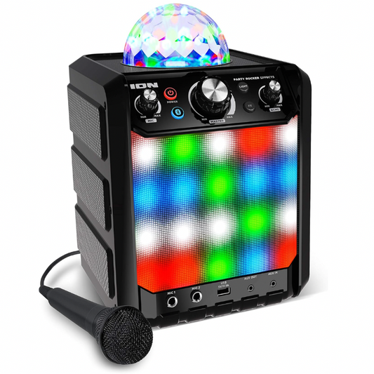 ION Audio Party Rocker Effects – Portable Bluetooth Speaker / Karaoke Machine with Karaoke Microphone, Battery Powered Operation and 40W Power
