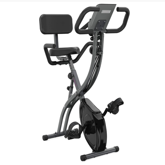 Indoor exercise bike, magnetic stationary with pulse sensor large seat upright foldable
