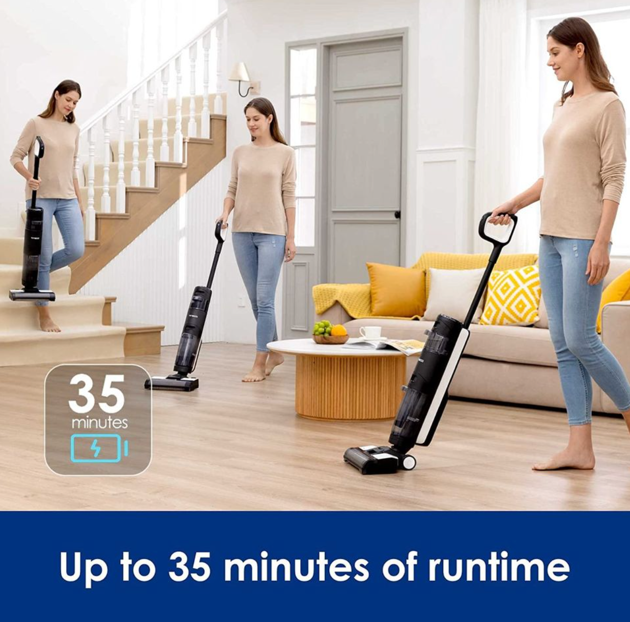 (New Open Box) Tineco Floor One S3 Breeze Cordless Hardwood Floors Cleaner, Lightweight Wet Dry Vacuum Cleaners for Multi-Surface Cleaning with Smart Control System