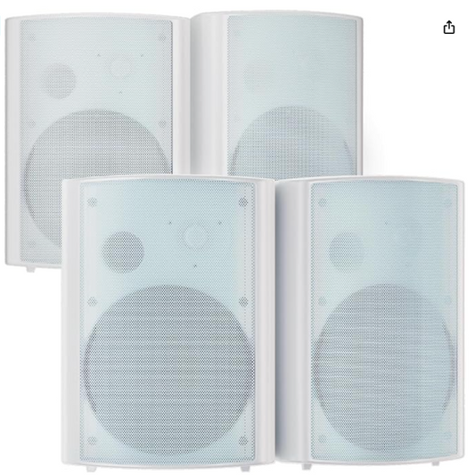 (Excellent) STUDIOFINIX 800W 6.5 Inch Bluetooth Outdoor Speakers Waterproof (4 Speakers,White)