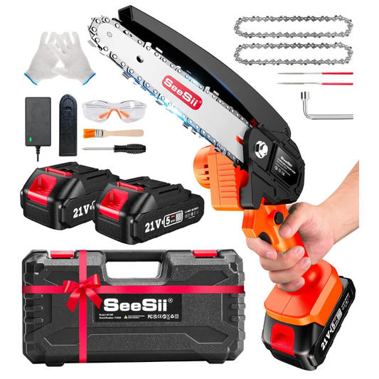 New No Box Seesii Mini Chainsaw Cordless, Battery Powered Chain Saw 6-Inch, Mini Chainsaw with Fast 19.2ft/s Chain Speed and 880W Powerful Motor, Up to 100 Cuts, Electric Chainsaw for Pruning Wood Cutting,CH500