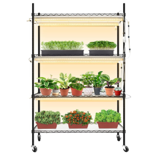 (New Open Box) Monios-L Plant Shelf with Grow Light, Stainless Steel Plant Stand with Adjustable