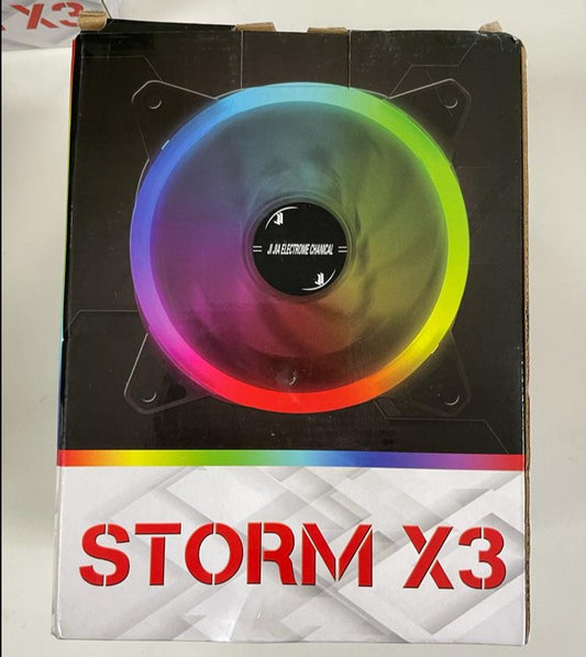 Storm X3 Dual Led Gaming Fan Chassis Fan with Control Hub and Remote Control ARGB