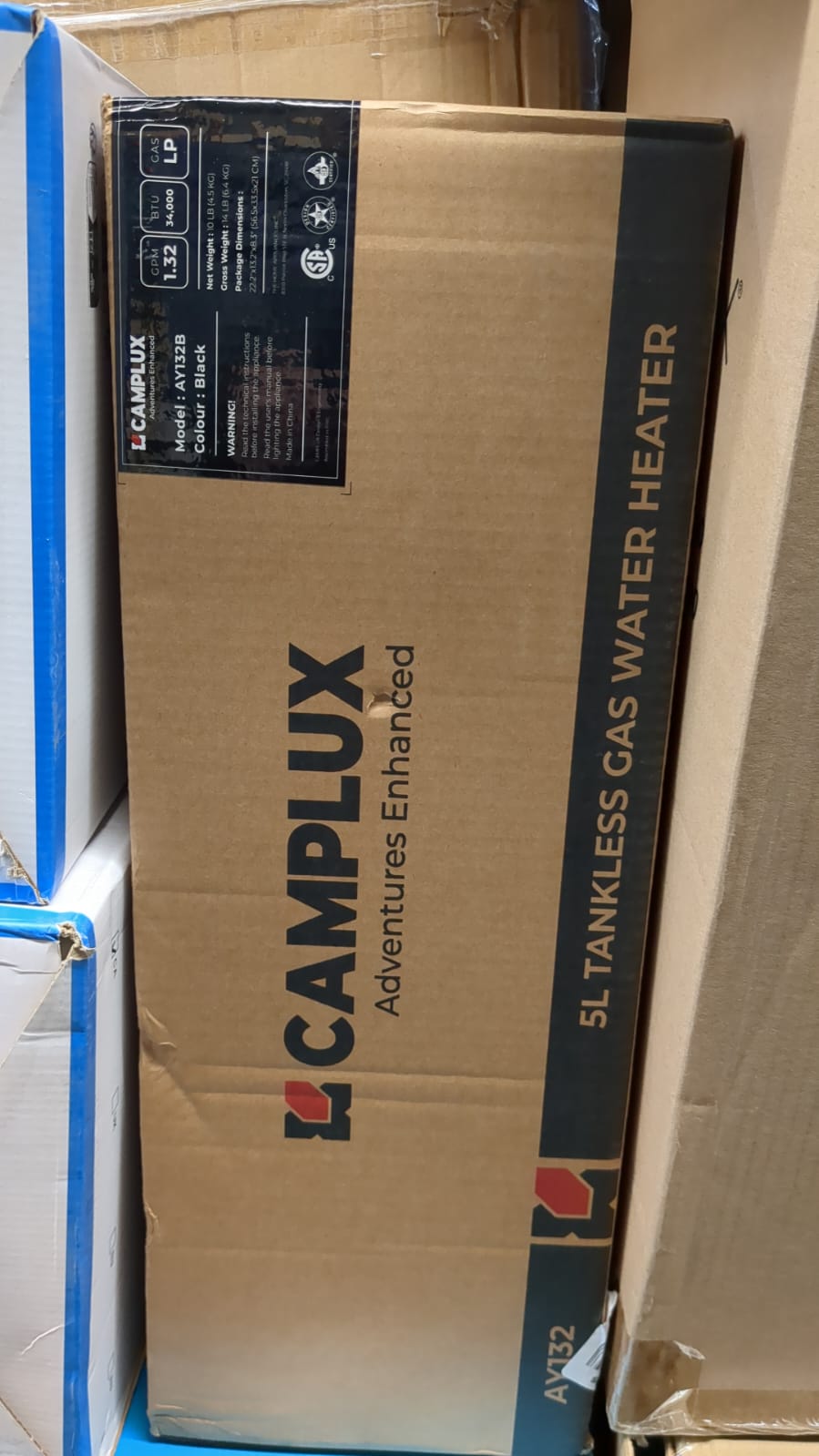 (New Open Box) Camplux AY132B 5L 1.32 GPM Outdoor Portable Propane Tankless Water Heater