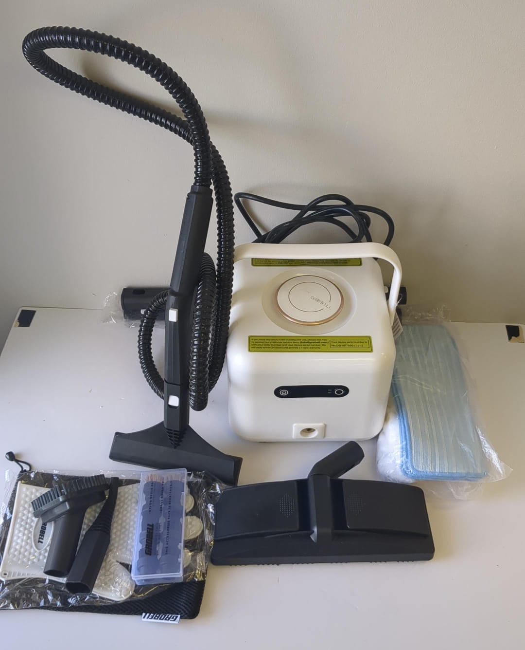 (Excellent) GROBELL Steam Cleaner: Fast 50-Sec Heat-Up Refill Anytime-No Cooling-Detachable Hose