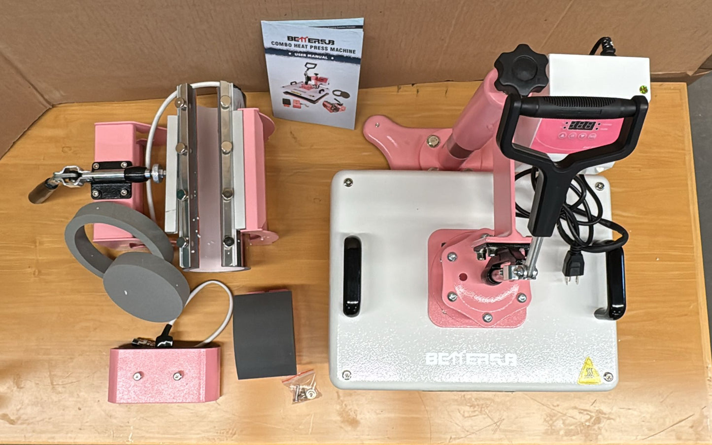 (New Open Box) BetterSub 360 Degree Swivel Combo 5 in 1 12‘’ x15‘’ Heat Press Machine for T-Shirt  (12"x15"pink)