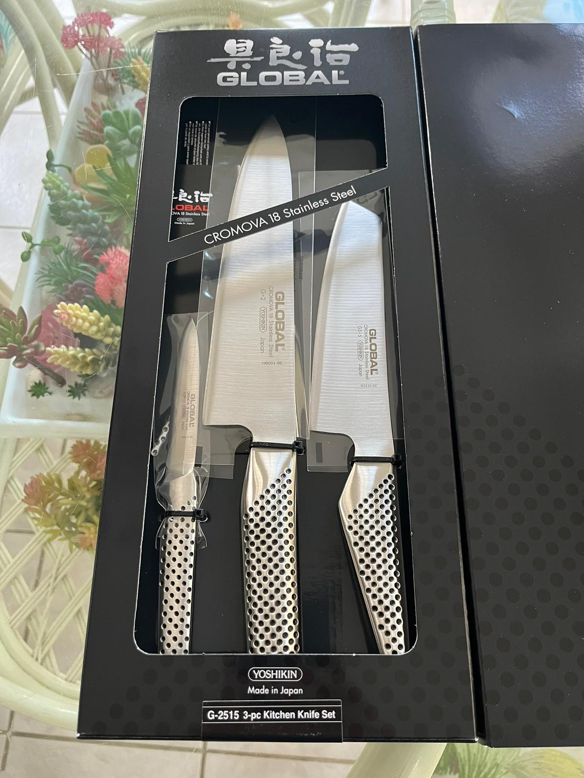 (Brand New) yoshikin global cromova 18 stainless steel G2515 3 pcs kitchen knife set