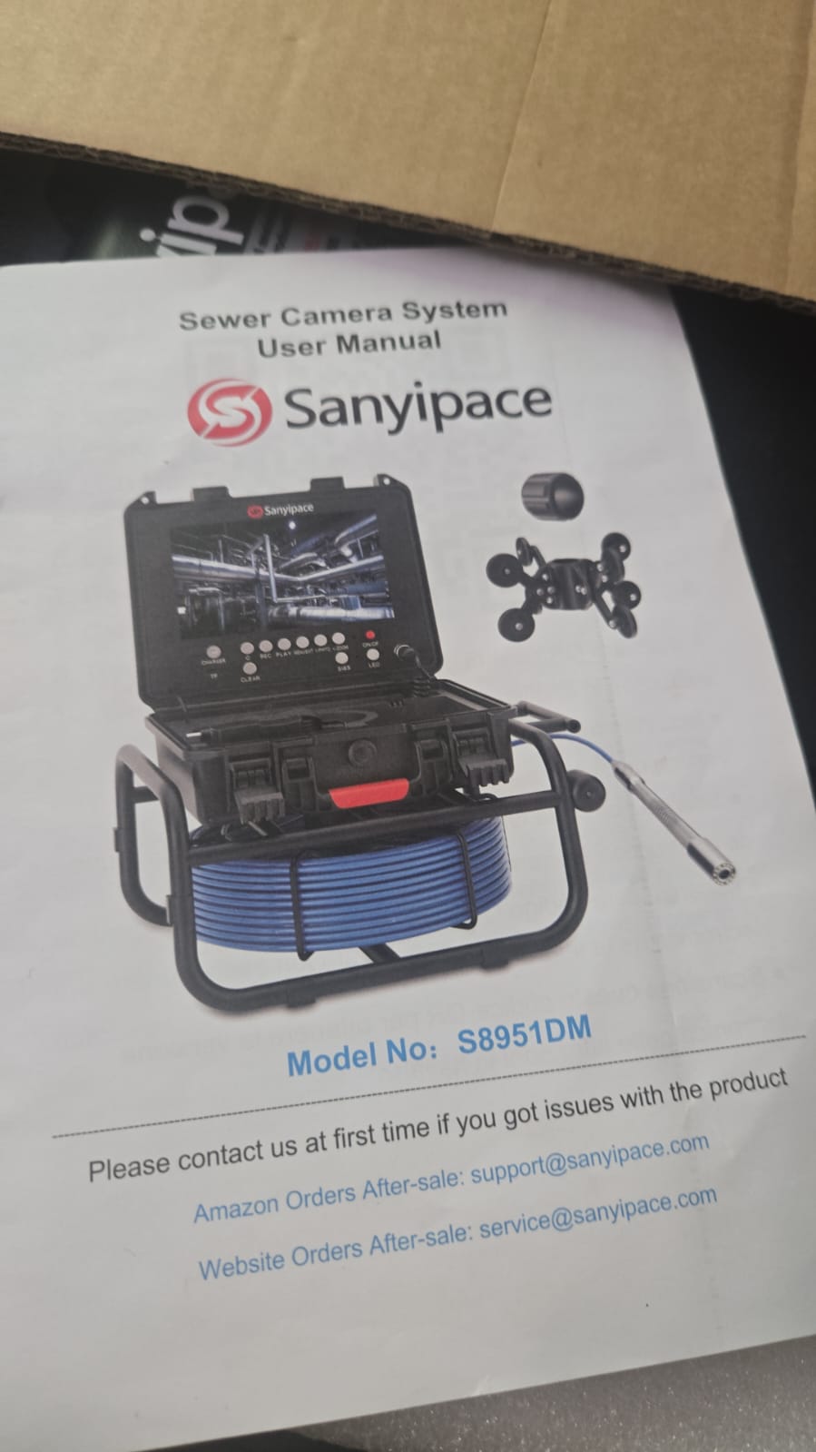 (New Open Box) Sanyipace Drain Camera 100FT/30M, 23mm/0.9in FHD Sewer Inspection Camera, 5X Zoom, Distance Counter, 9" IPS Screen, DVR & Voice Recorder, 16GB Card, for Sewer Line, Pipe, Duct, Plumbing, Plumber, Home