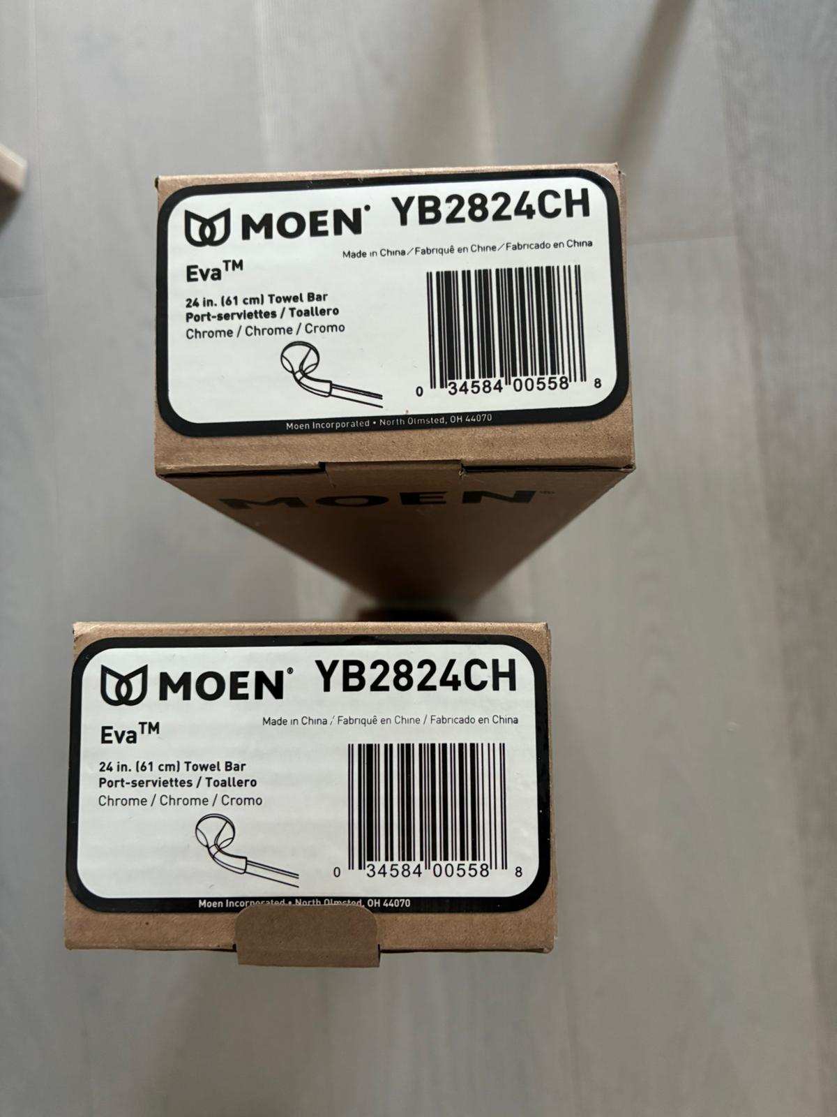 (Brand New Sealed) Moen YB2824CH 24-Inch Eva Chrome Towel Bar (Chrome)