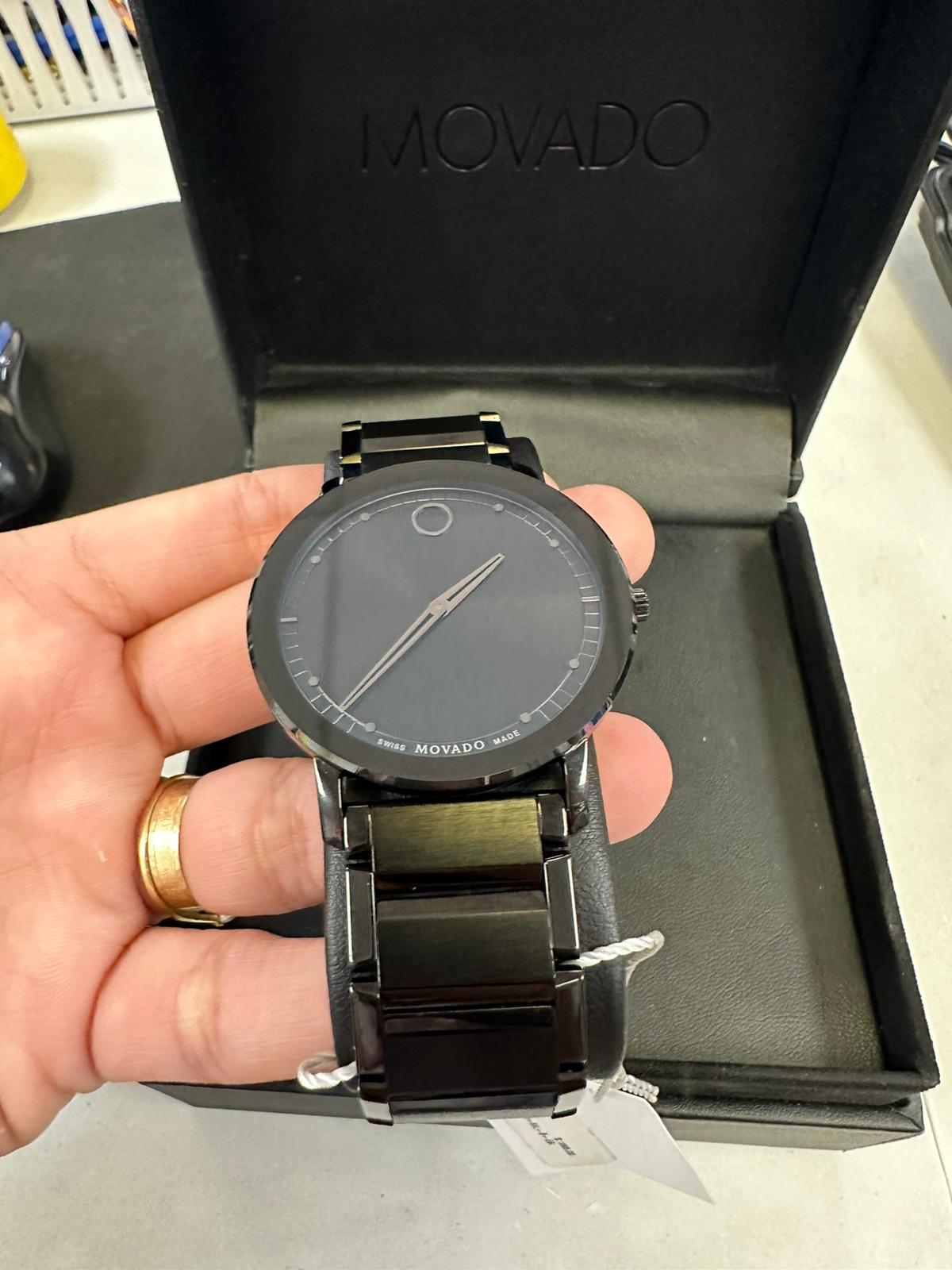 Movado 0606882 Men s Thin Sapphire Wrist Watch Black Electric Deals