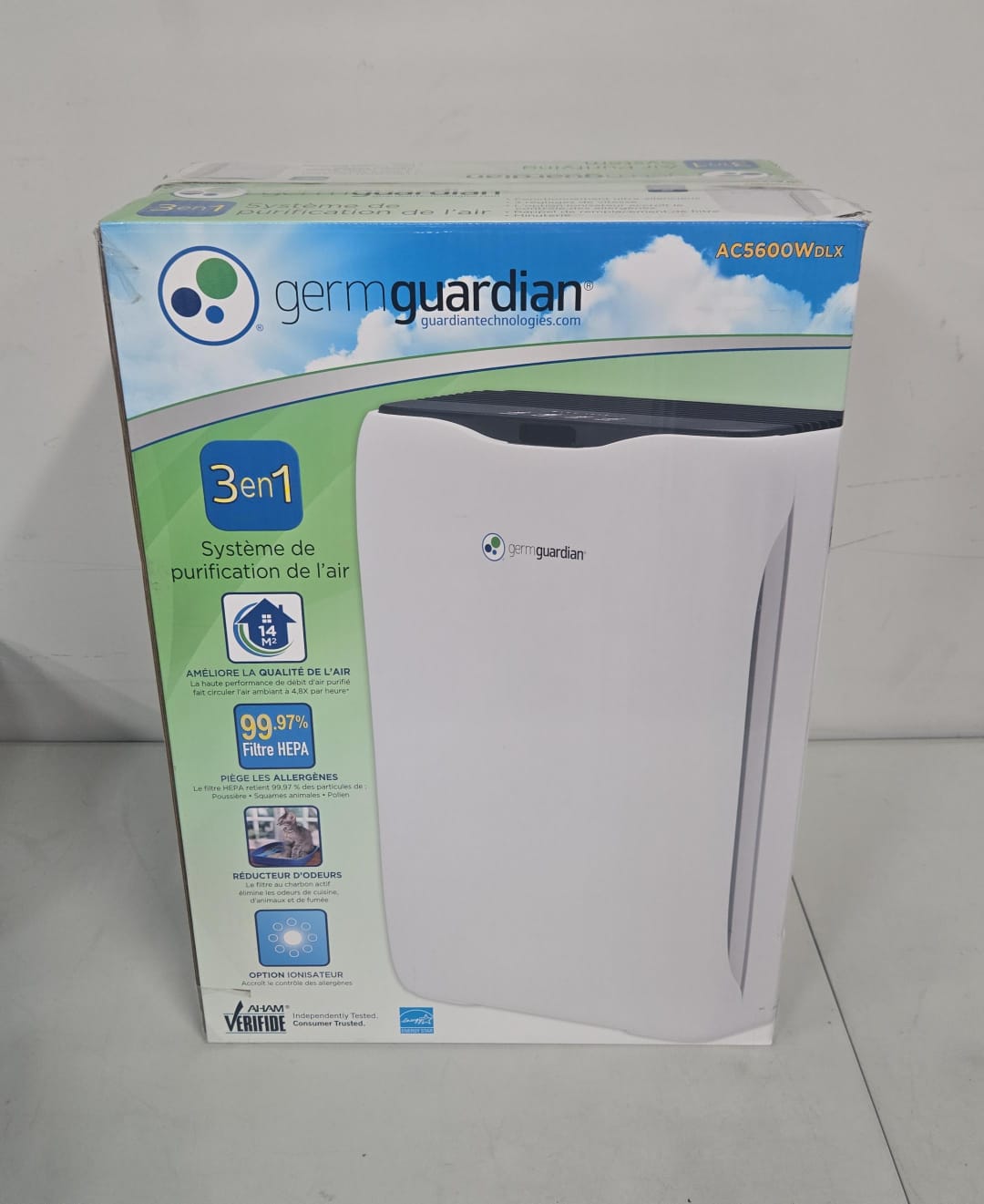 (New Open Box) Germ Guardian 3-in-1 Ionic Air Purifier with HEPA Filter - 151-sq. ft. - White