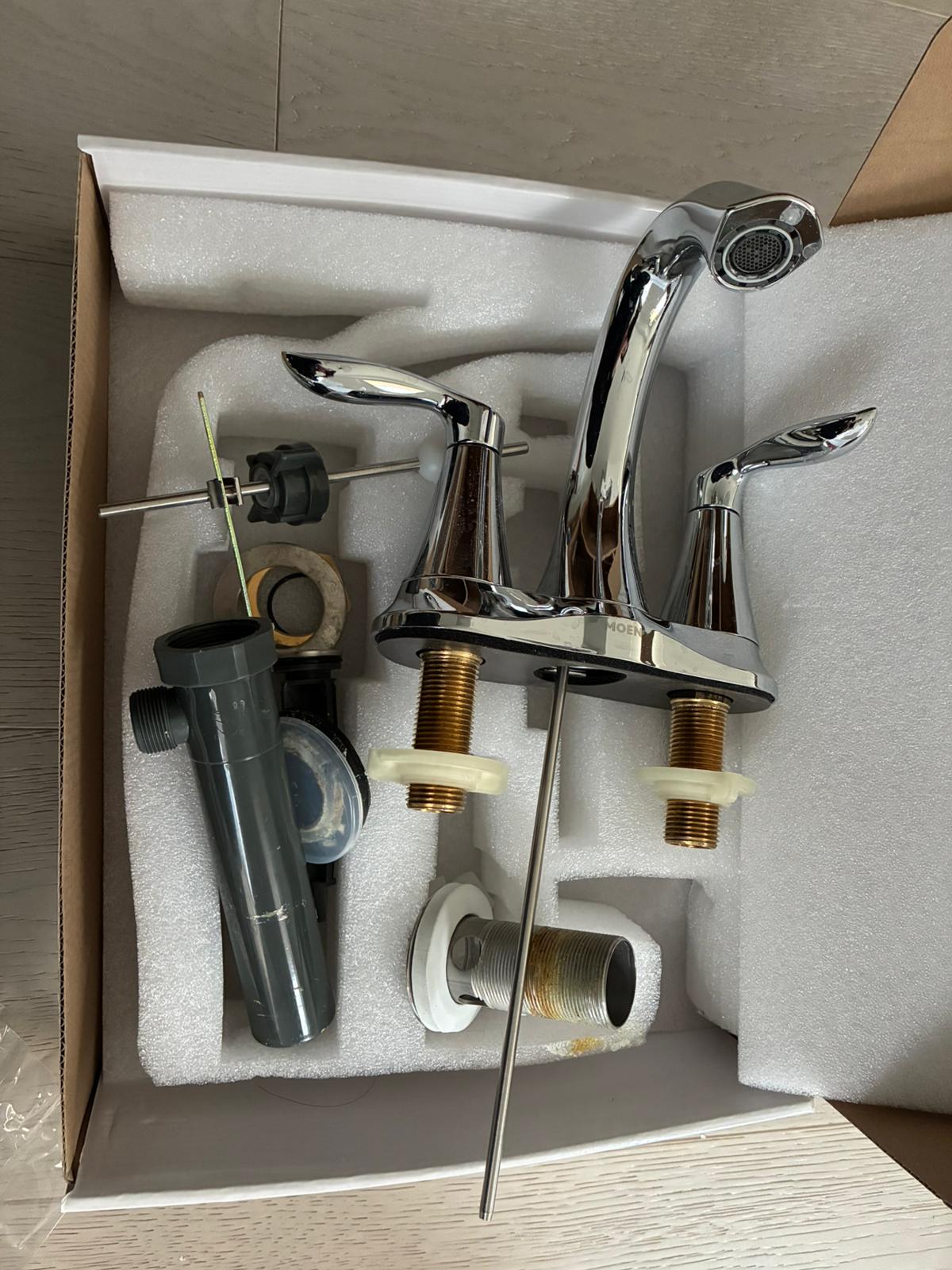 (Like New) Moen 6410 EVA Two-Handle Centerset Bathroom Sink Faucet with Drain Assembly, Chrome