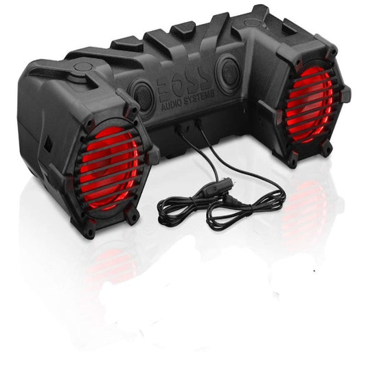 Refurbished (Good) BOSS Audio Systems ATV30BRGB ATV UTV Weatherproof Sound System - 6.5 Inch Speakers, 1 Inch Tweeters, Full Range, Built-in Amplifier, Bluetooth, Multi-Color Illumination, Hook Up To Stereo