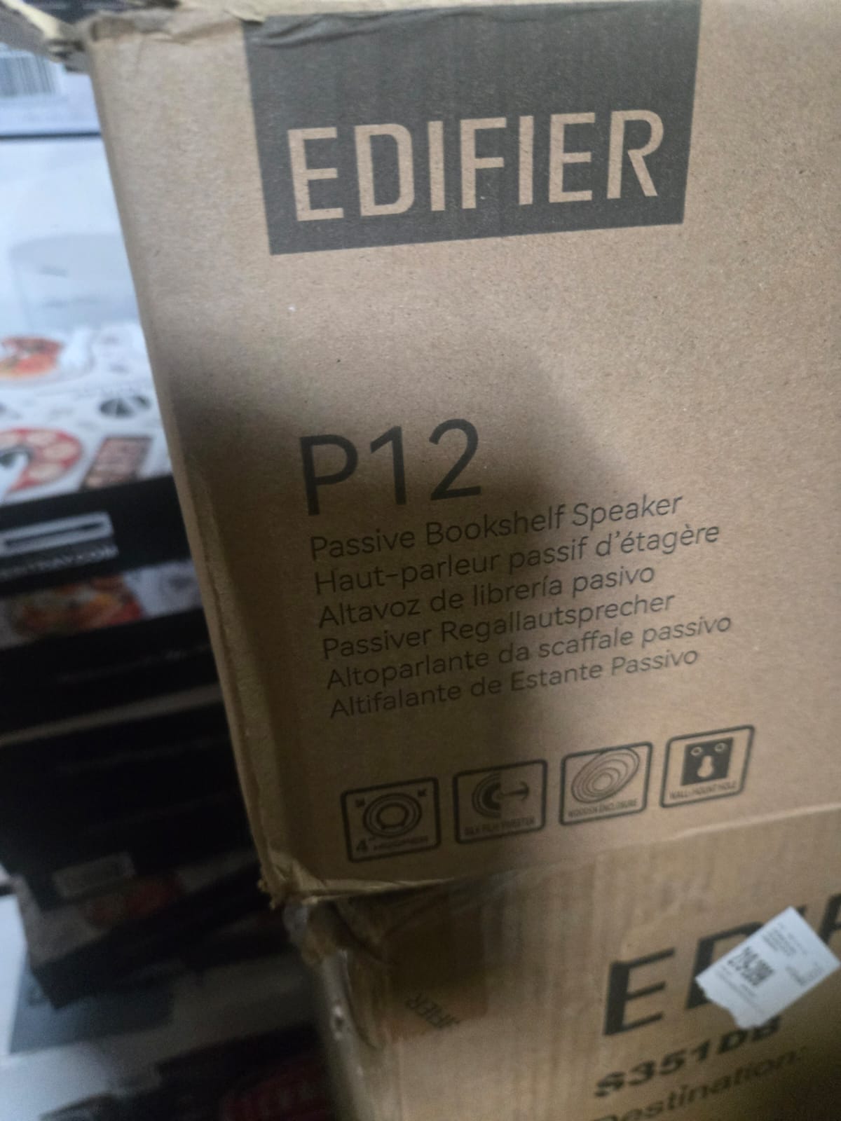 (Excellent) Edifier P12 Passive Bookshelf Speakers - 2-Way Speakers with Built-in Wall-Mount Bracket - Wood Color - Pair