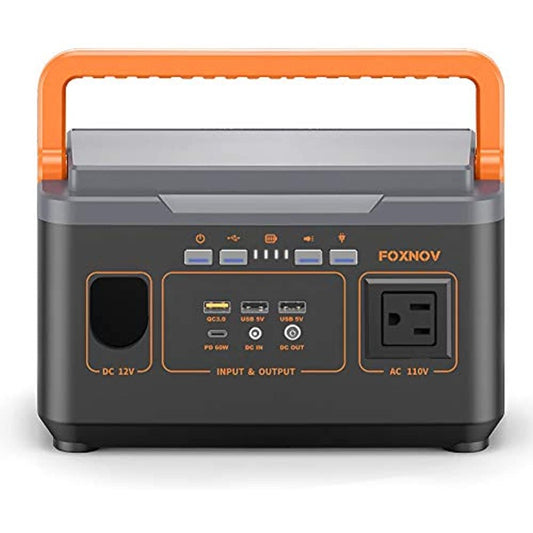 Refurbished (Excellent) FOXNOV 378Wh Portable Power Station Solar Generator 102400mAh Backup Lithium Battery with 110V300W AC Outlet, USB-C PD Fast Charge, Regulated 12V10A DC Port for Indoor Outdoor Camping Travel Emergency
