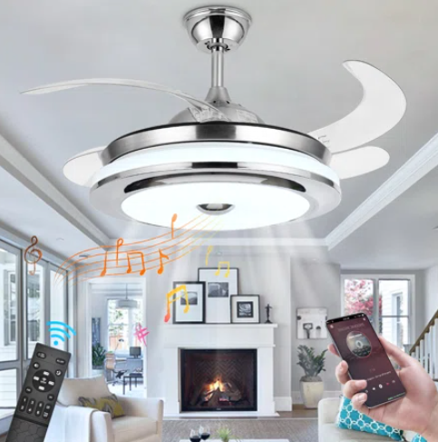 Ceiling Fans with Lights,42 in Indoor Low Profile Ceiling Fans, 72W Remote Ceiling Fan with Led Light,Modern Bladeless Enclosed Ceiling Fan Flush Mount,Dimmable 3 Color 3 Speeds 1/2H Timing