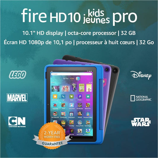 Fire HD 10 Kids Pro tablet, 10.1", 1080p Full HD, ages 6–12, 32 GB, Black