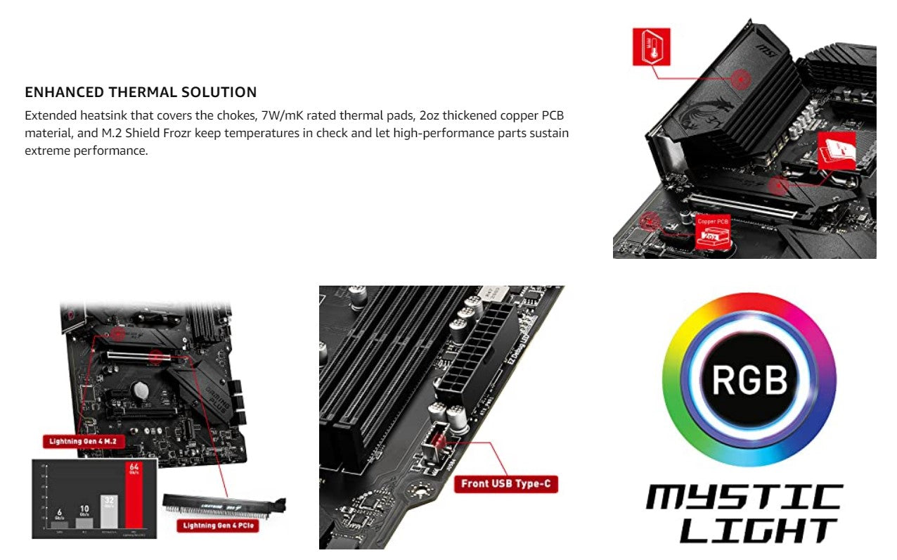 MSI MPG B550 Gaming Plus Gaming Motherboard (AMD AM4, DDR4, PCIe