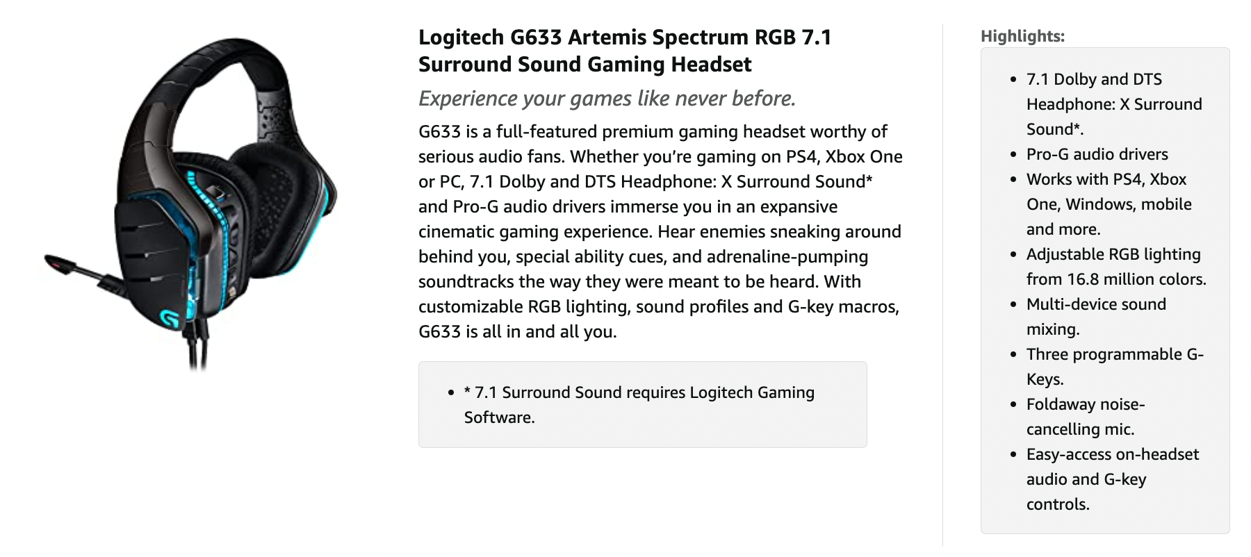 Logitech g633 microphone sale